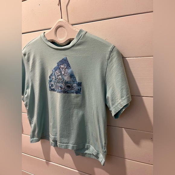 Adidas Crop T-Shirt – Blue Graphic Logo, Mint Green, Size M - Picture 6 of 8